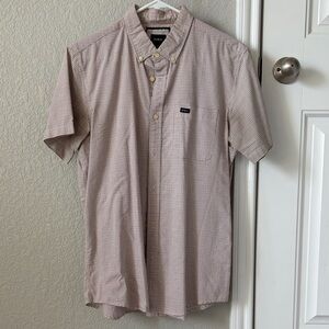 RVCA Men's Casual Button Down Shirt - Tan Checkered